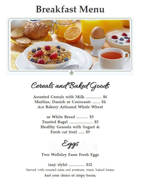 Menu of The Dining Room- The Glenerin Inn And The Spa photo2