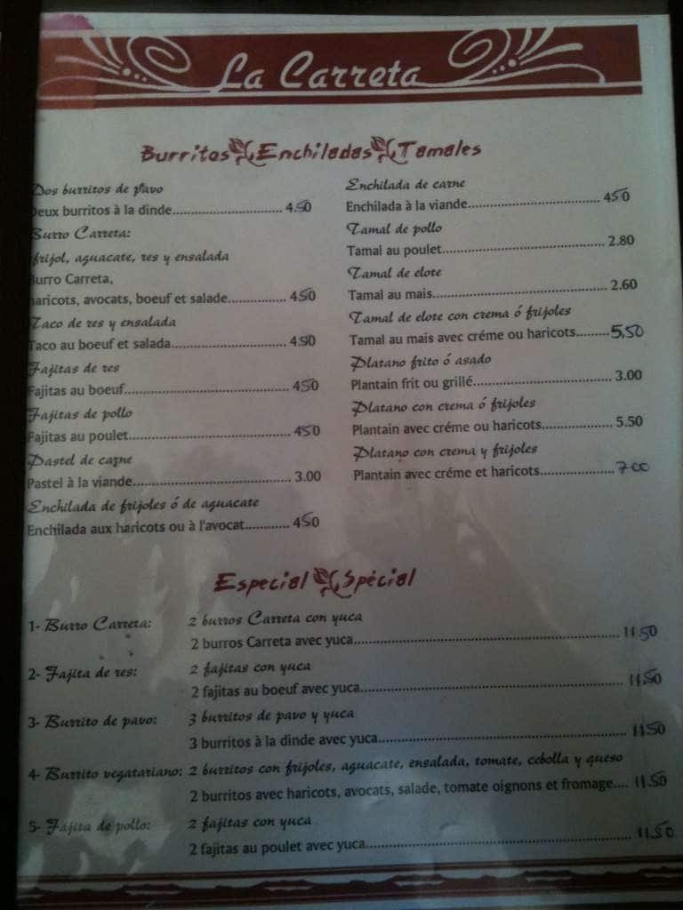 Menu of La Carreta photo2