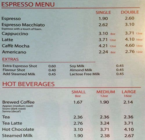 Menu of B Espresso Bar photo2