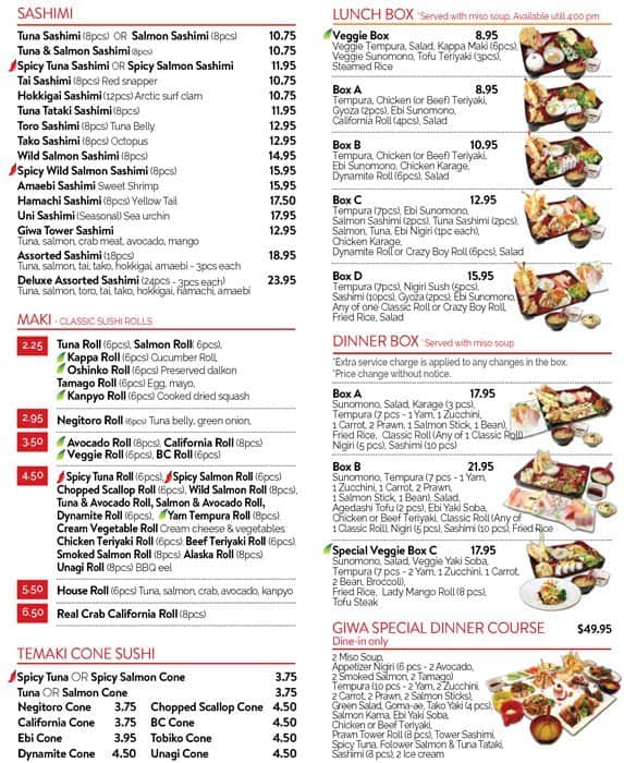 Menu of Sushi Giwa photo3