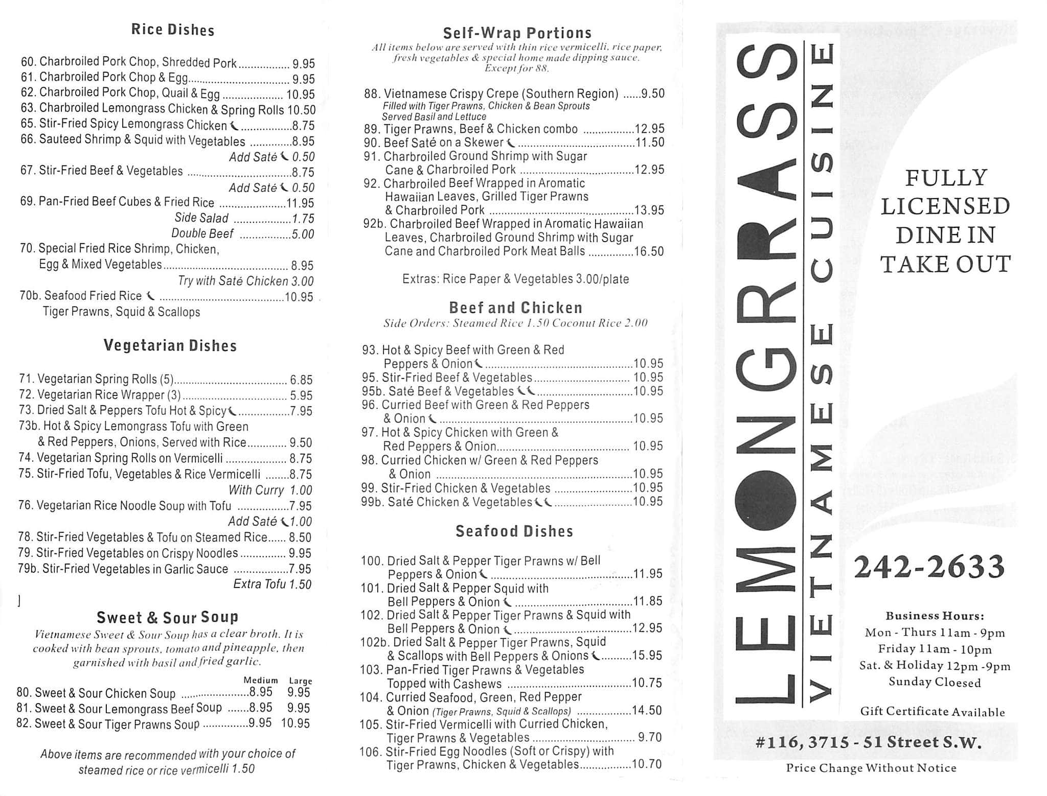 Menu of Lemongrass West Vietnamese Cuisine photo2