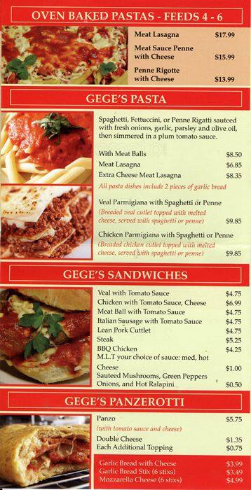 Menu of Gege’s Pizza & BBQ Chicken photo3