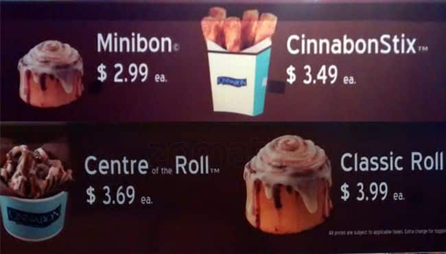 Menu of Cinnabon photo3