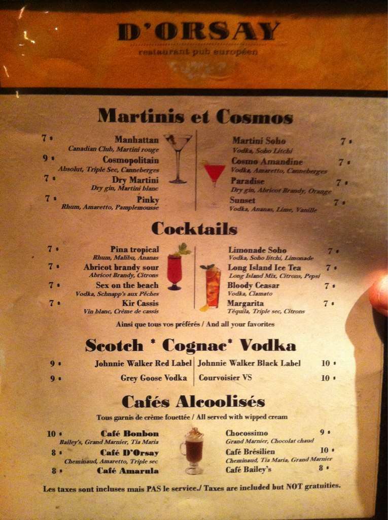 Menu of Pub le D’Orsay photo7