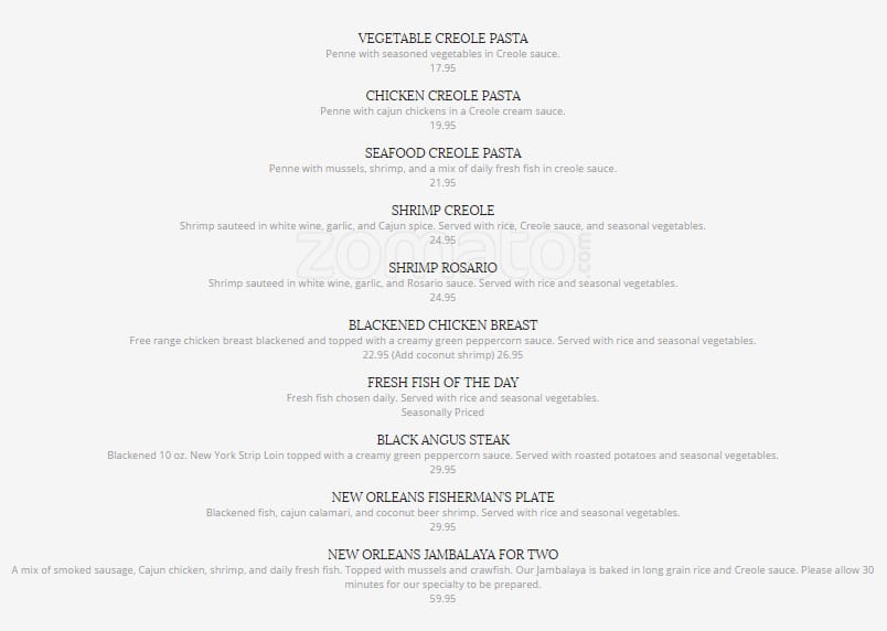 Menu of New Orleans Seafood & Steakhouse photo3