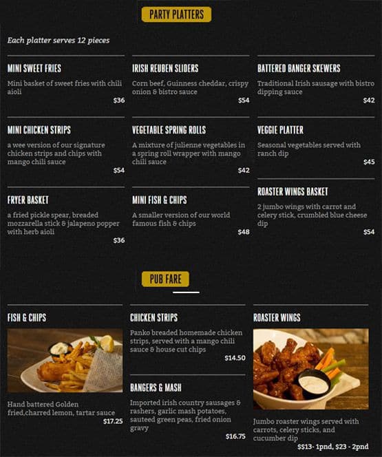 Menu of Failte Irish Pub photo6