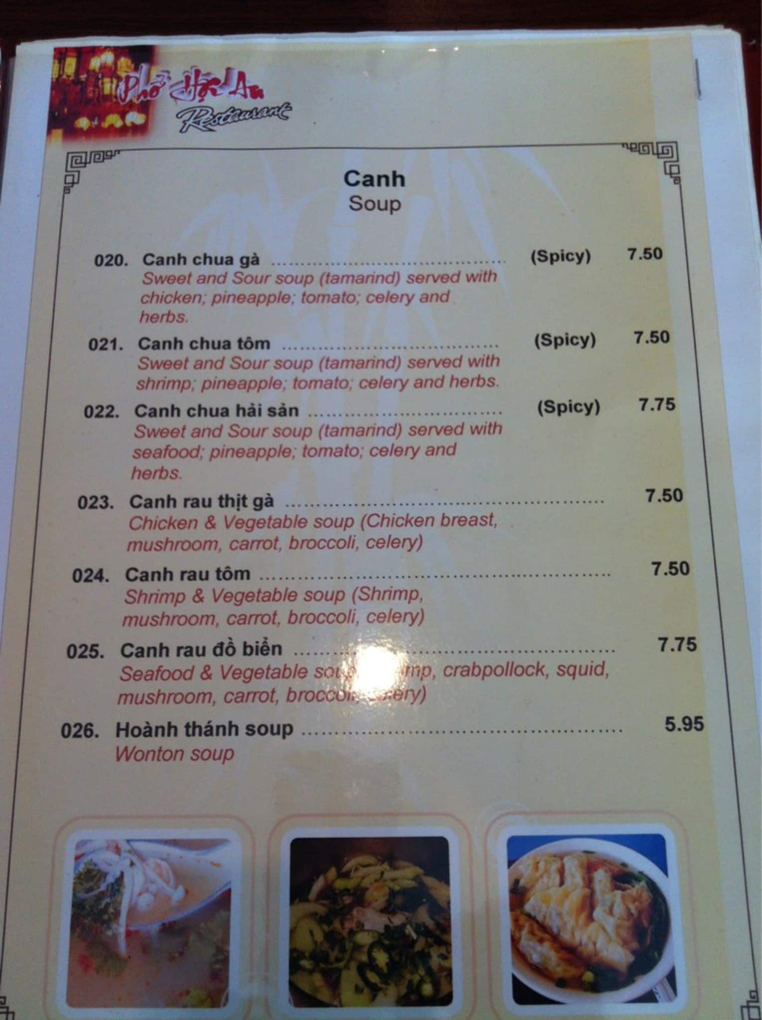 Menu of Pho Hoi An photo7