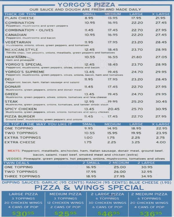Menu of Yorgo’s Greek Food & Pizza photo2