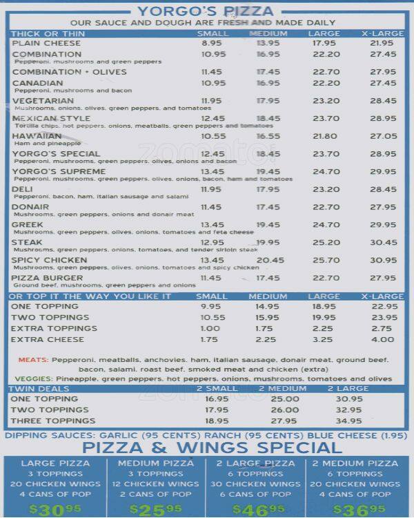 Menu of Yorgo’s Greek Food & Pizza photo2