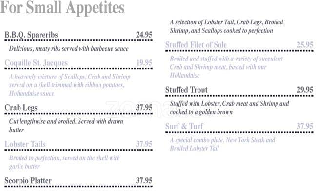 Menu of Scorpio Seafood & Steak House photo5