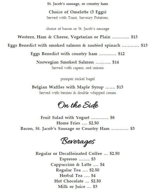 Menu of The Dining Room- The Glenerin Inn And The Spa photo3