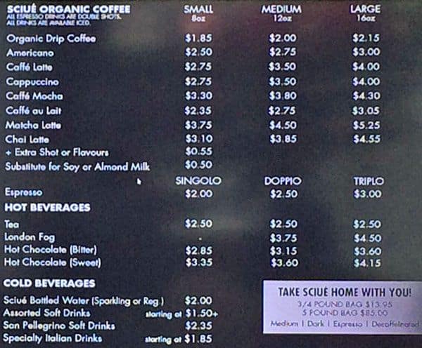 Menu of Sciue photo6