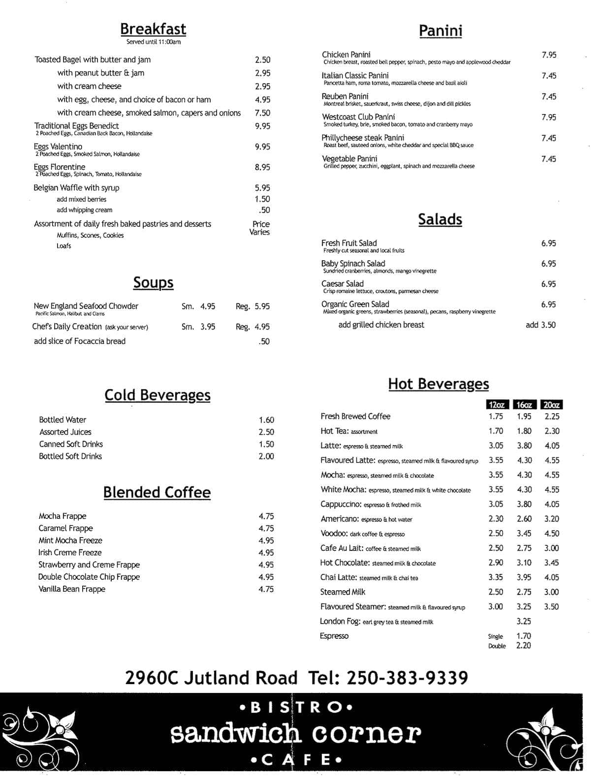 Menu of Sandwich Corner Cafe & Bistro photo2
