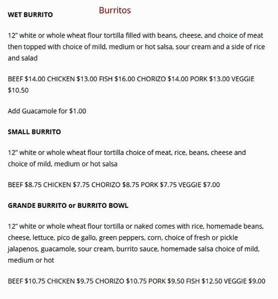 Menu of Señor Burrito photo7