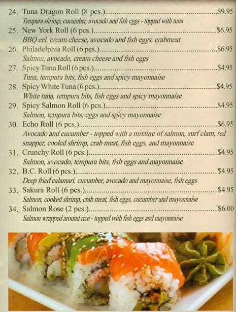 Menu of Echo Sushi photo4