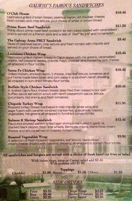 Menu of The Galway Arms photo4