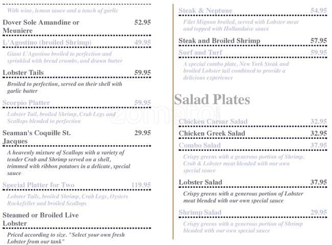 Menu of Scorpio Seafood & Steak House photo4