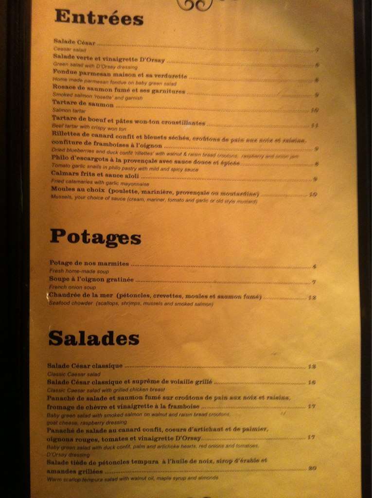 Menu of Pub le D’Orsay photo2
