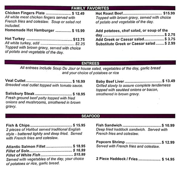 Menu of Valley Fields Restaurant photo4