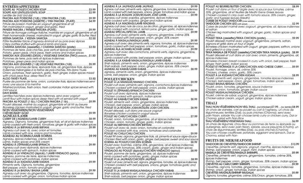 Menu of India Beau Village photo2