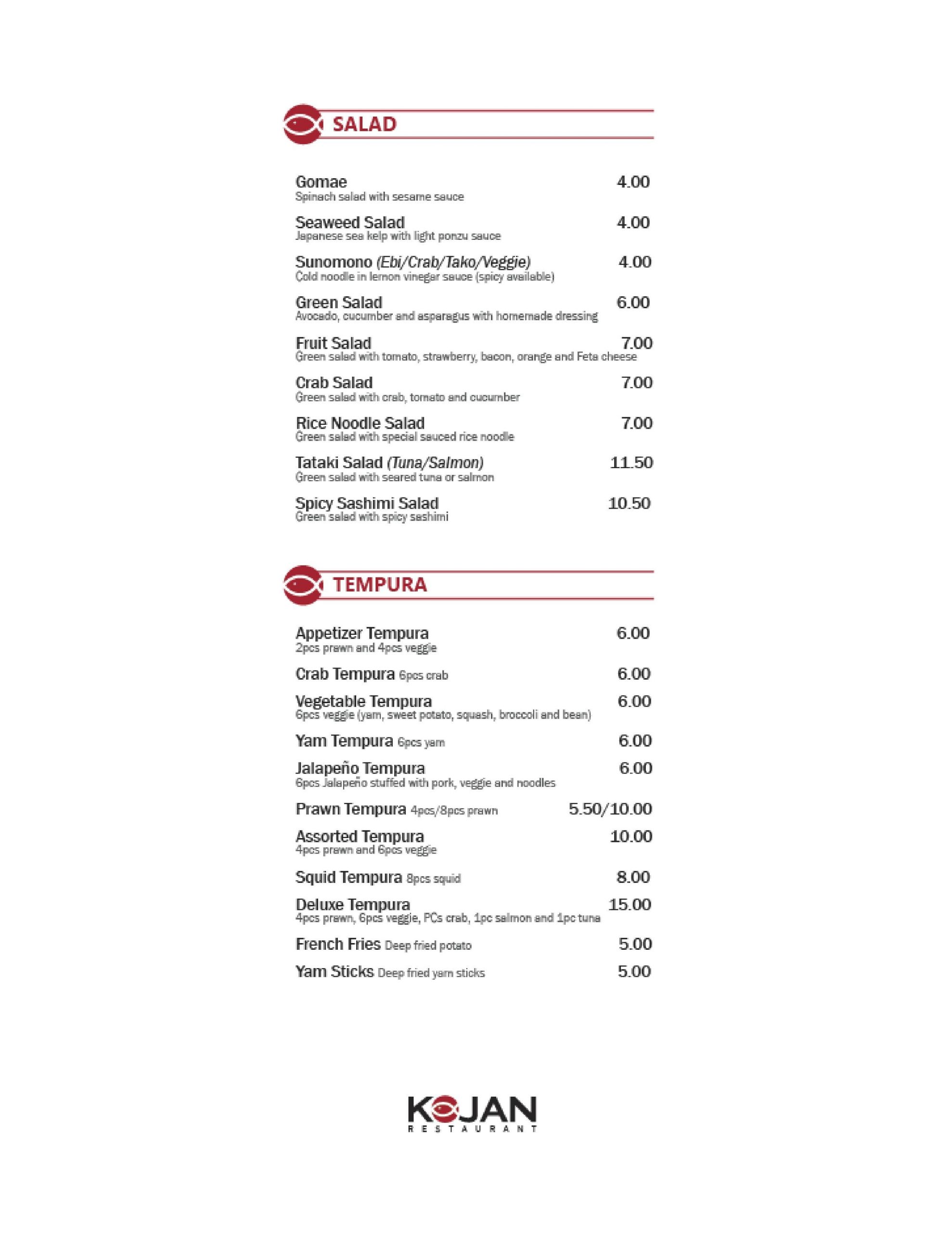 Menu of KoJan Sushi Restaurant photo11