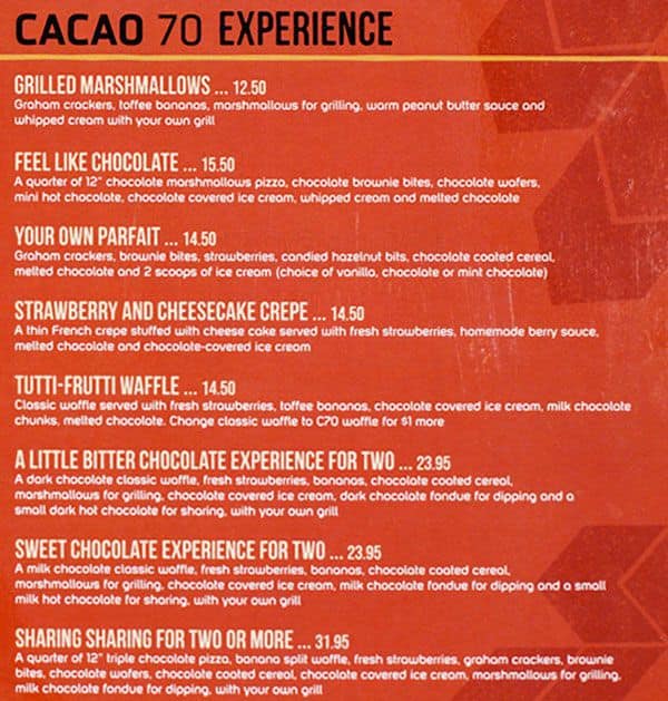 Menu of Cacao 70 photo10