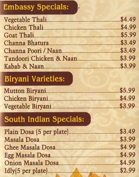 Menu of Embassy Restaurant photo3