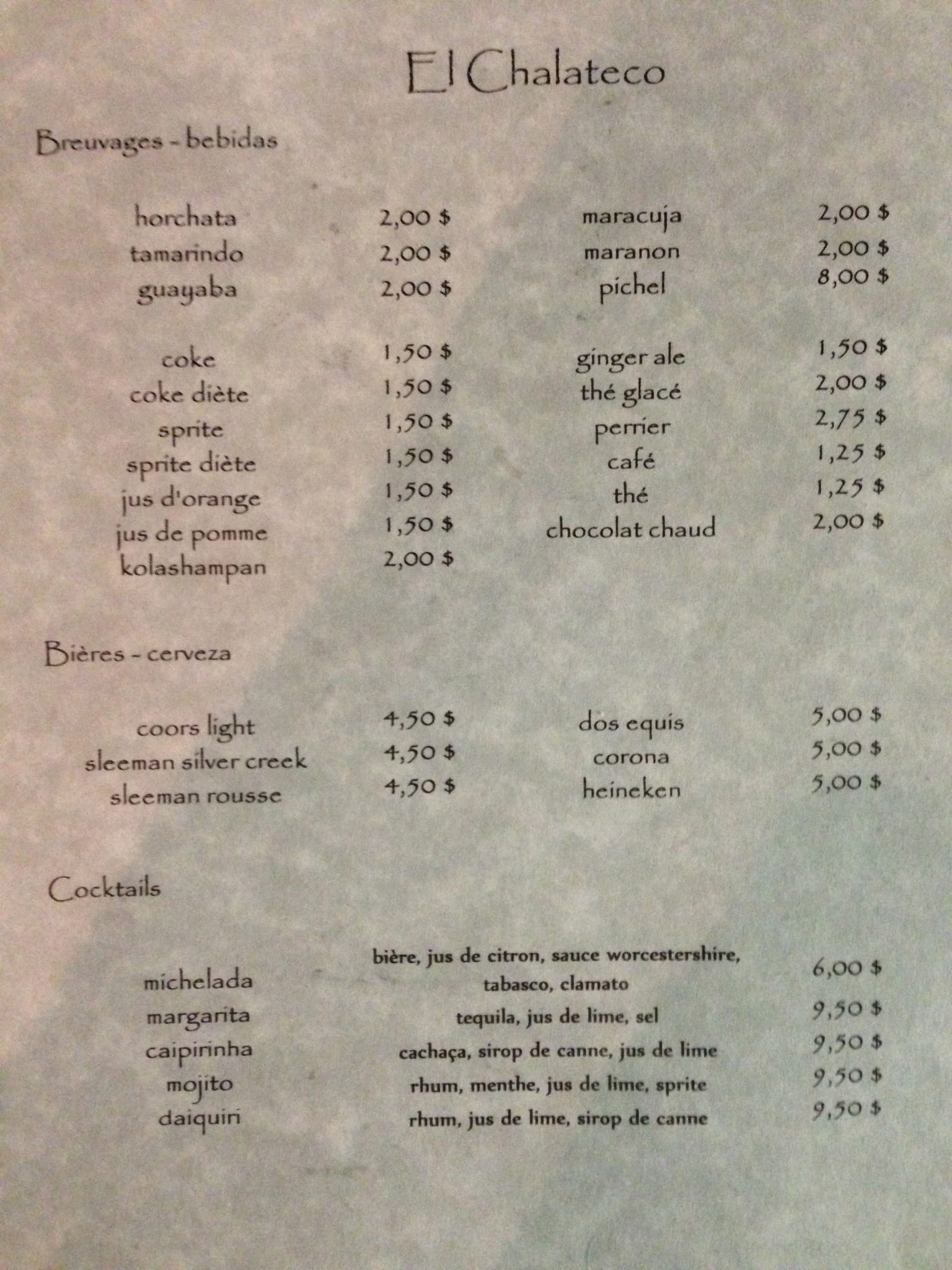 Menu of El Chalateco photo4
