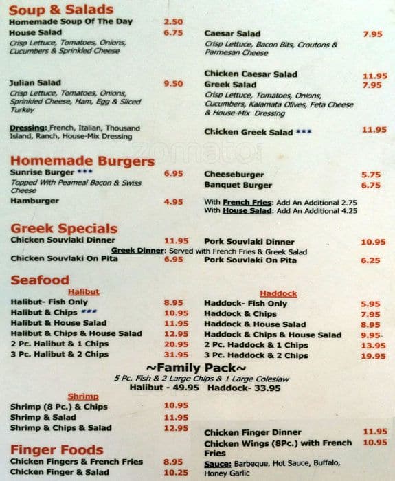 Menu of Sunrise Grill photo3