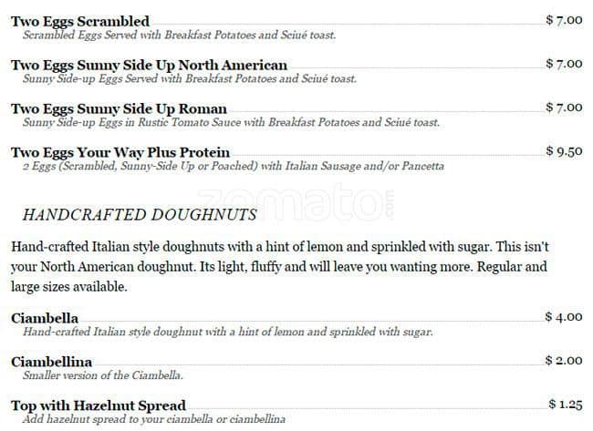 Menu of Sciue photo6