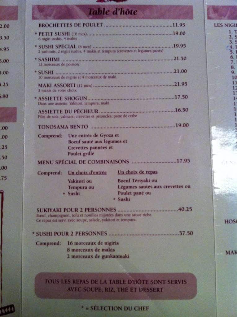 Menu of Restaurant Tokyo photo3