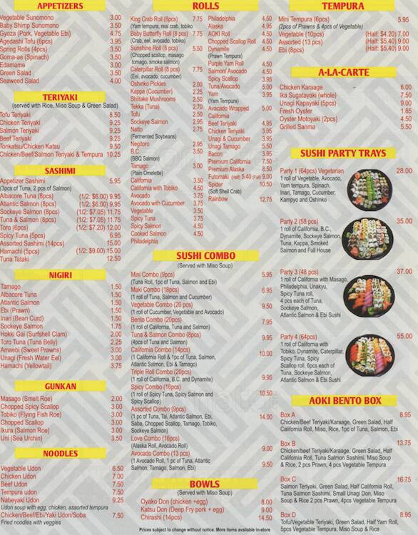 Menu of Sushi Aoki photo3