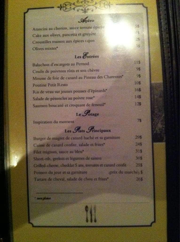Menu of Au Petit Resto photo2