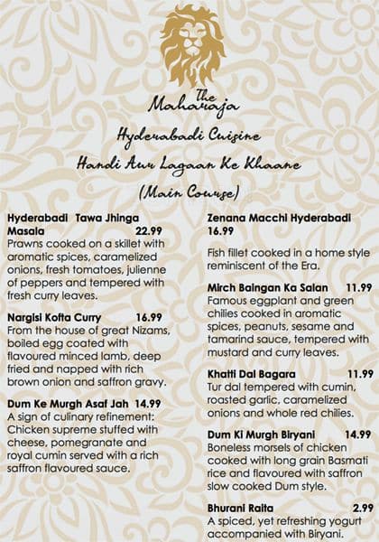 Menu of The Maharaja photo5