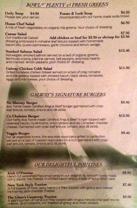 Menu of The Galway Arms photo3