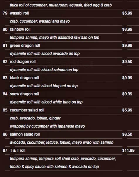 Menu of Sushi T&T photo8
