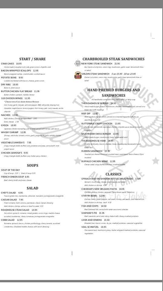 Menu of The Roadhouse All Day Grille photo3
