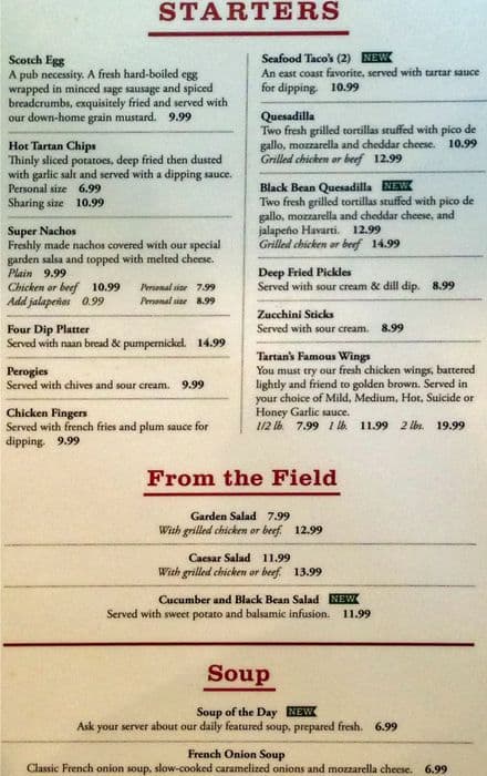 Menu of The Tartan Pub & Grill photo2