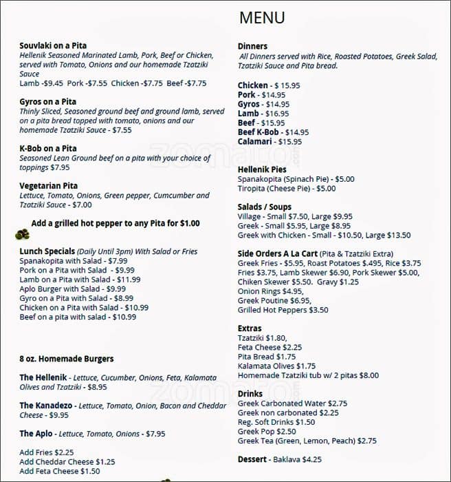 Menu of The Hellenik Grill photo2