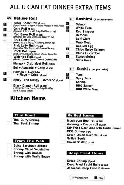 Menu of 168 Sushi Asian Buffet. Bar photo9