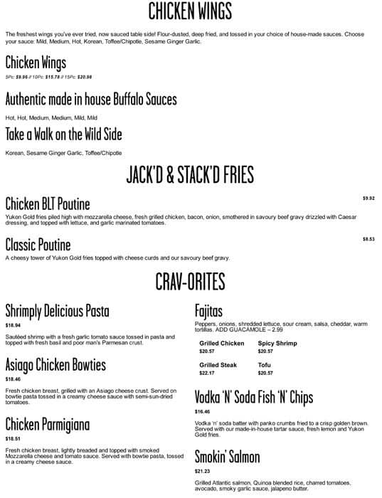 Menu of Jack Astor’s photo6