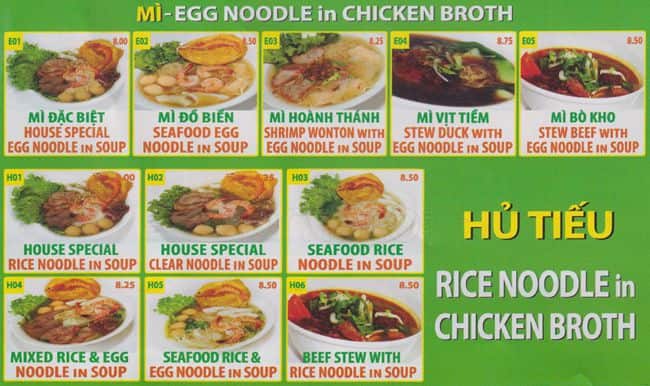 Menu of Mi Pho Song Vu photo5