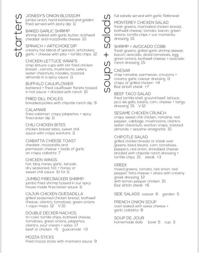 Menu of Jonesy’s Restaurant + Lounge photo3