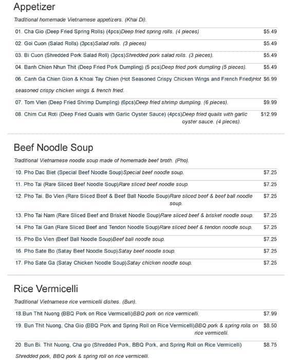Menu of Phu Quy Vietnamese Family Restaurant photo2