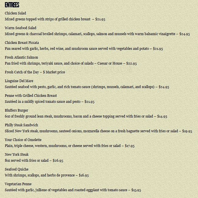 Menu of Bluffer’s Park photo3