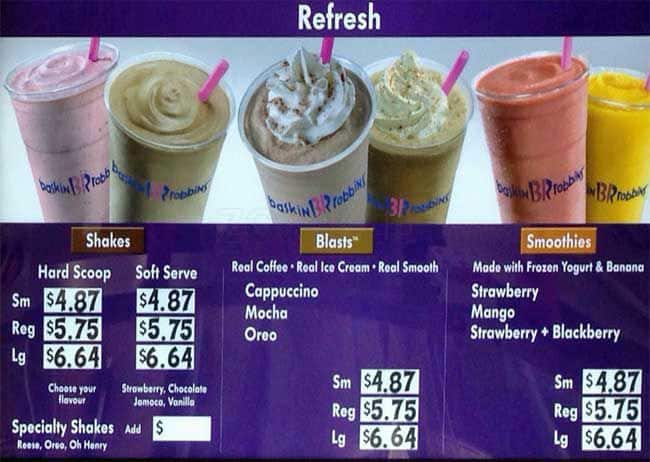 Menu of Baskin Robbins photo5