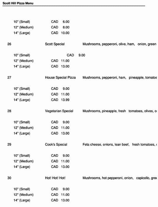Menu of Scott Hill Pizza photo5