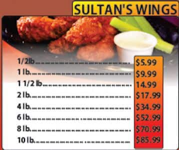 Menu of Sultan’s Wings & Kabob Shop photo2