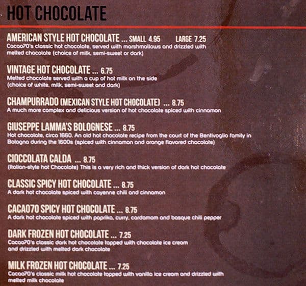 Menu of Cacao 70 photo3
