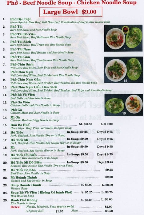 Menu of Pho Tau Bay photo2